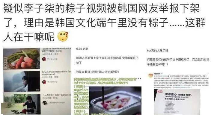 李的端午节粽子视频被韩国人下架报道！原因是“韩国端午节不吃粽子”？